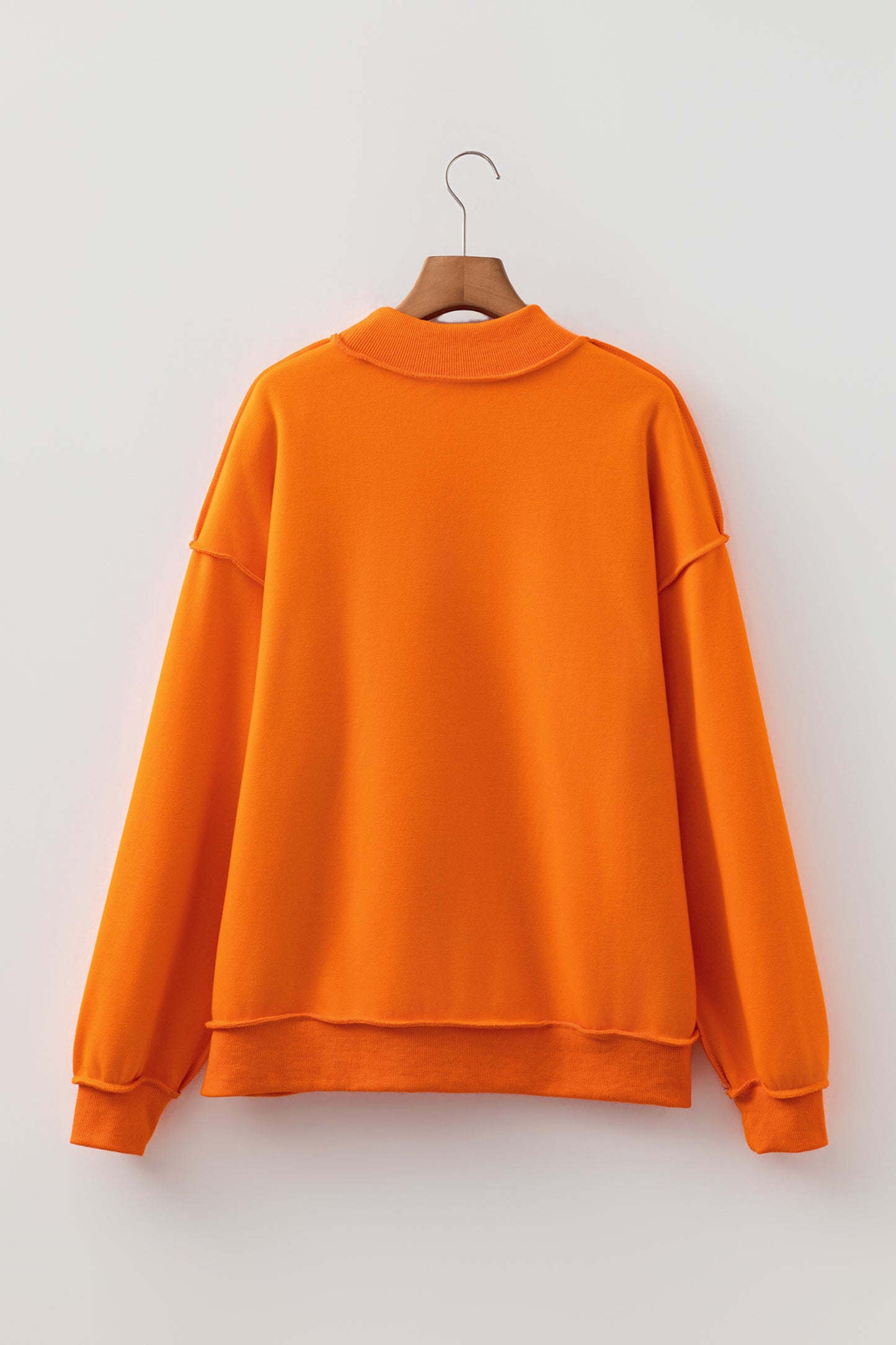 Light Pink Oversize Drop Shoulder Reversible Mock Neck Sweatshirt