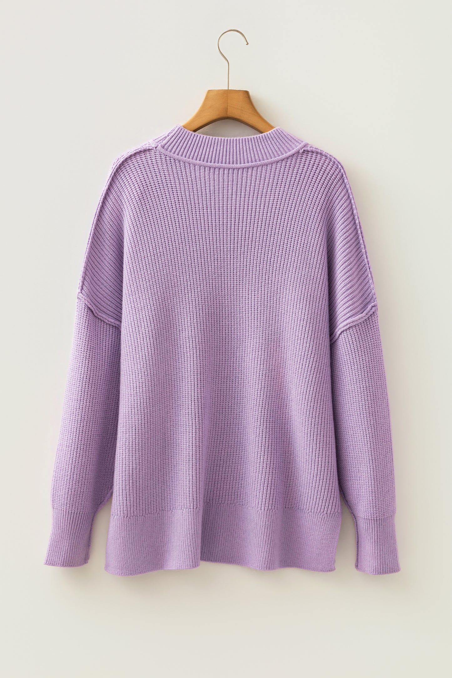 Orchid Bouquet Solid Color Mock Neck Oversized Tunic Sweater