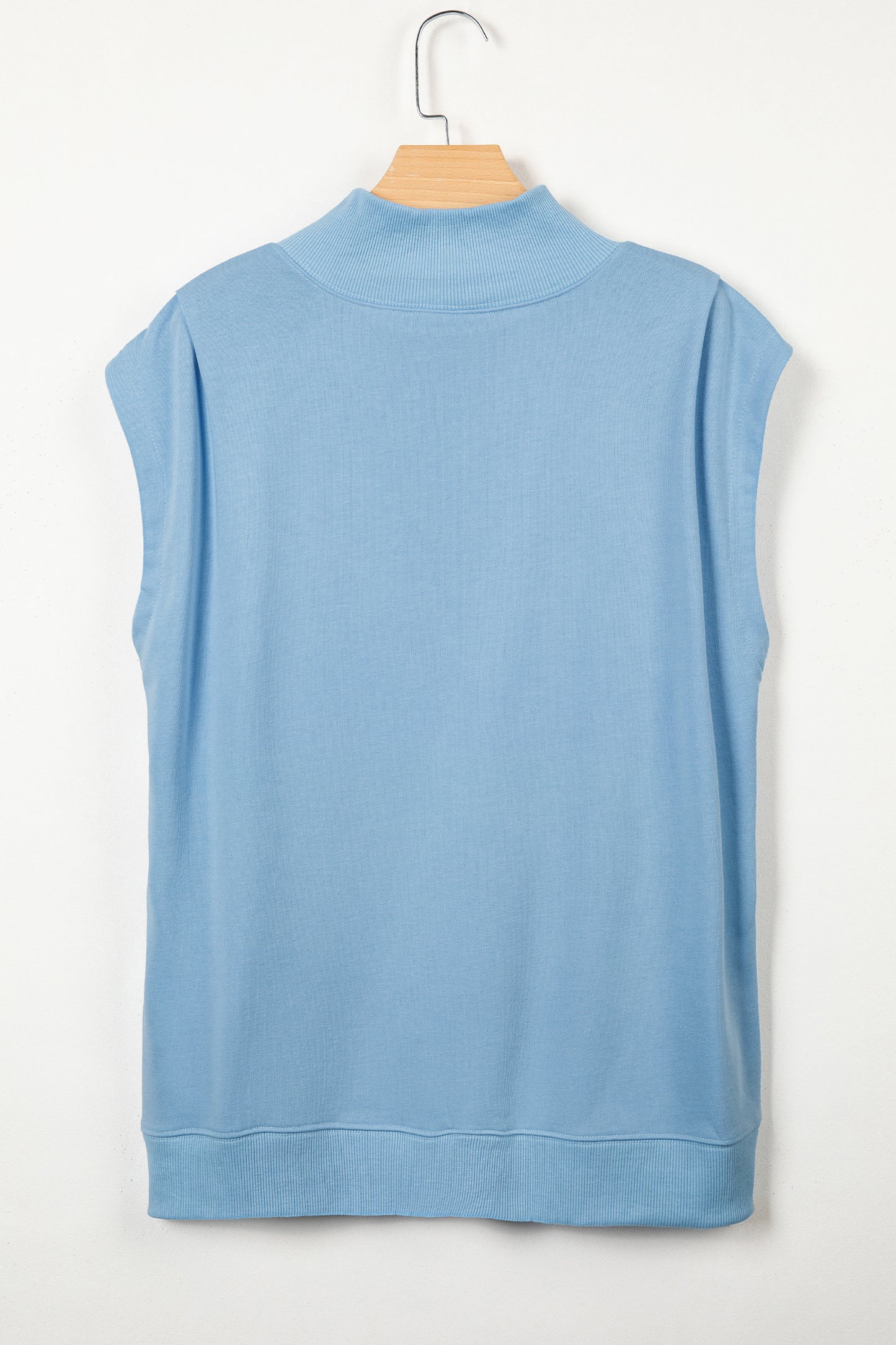 Pink Solid Color High Neck Cap Sleeve Loose Top