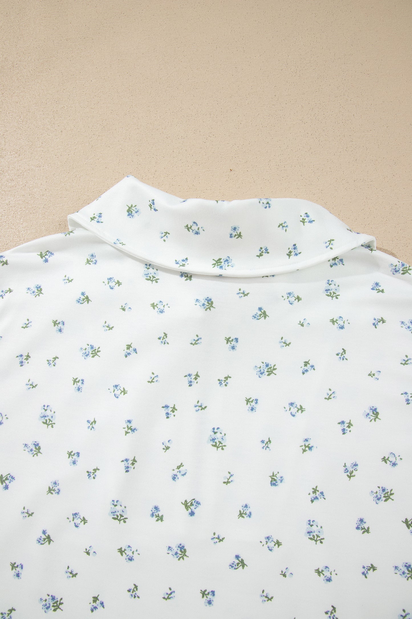 White Floral Print Half Zip Top Matching Short Set