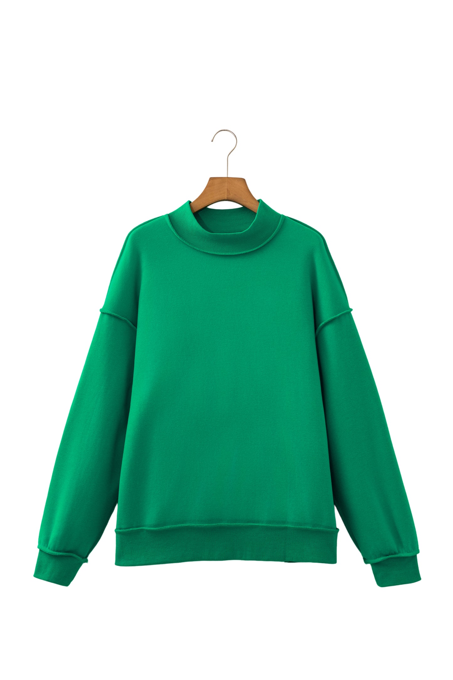 Light Pink Oversize Drop Shoulder Reversible Mock Neck Sweatshirt