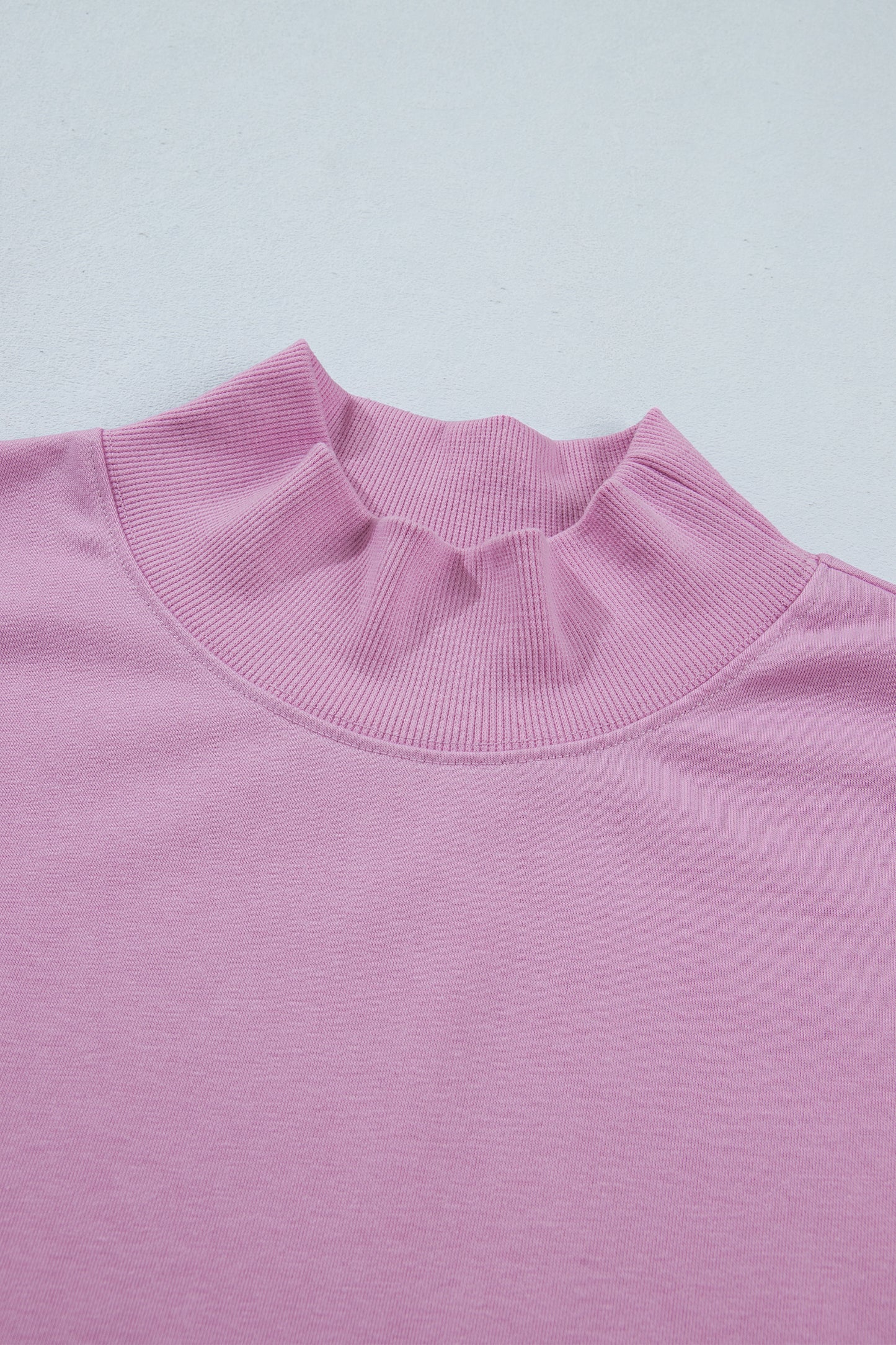 Pink Solid Color High Neck Cap Sleeve Loose Top