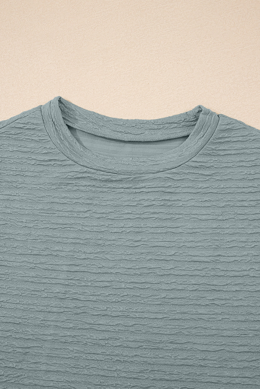 Beau Blue Solid Color Textured Crew Neck Tank Top