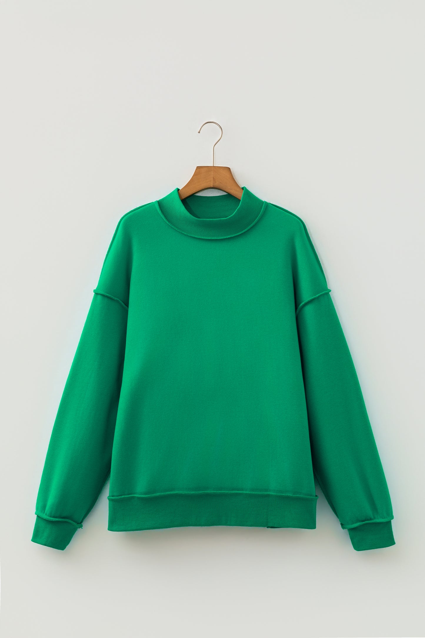 Light Pink Oversize Drop Shoulder Reversible Mock Neck Sweatshirt
