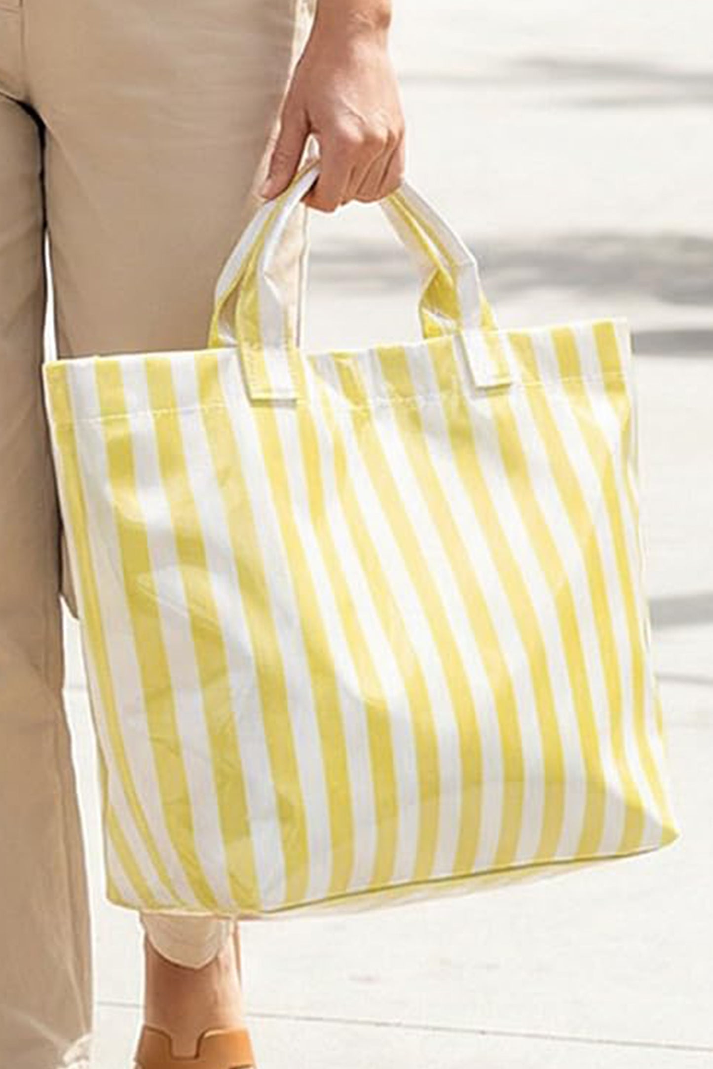 Rose Red Glossy Striped Vinyl Large Tote Bag