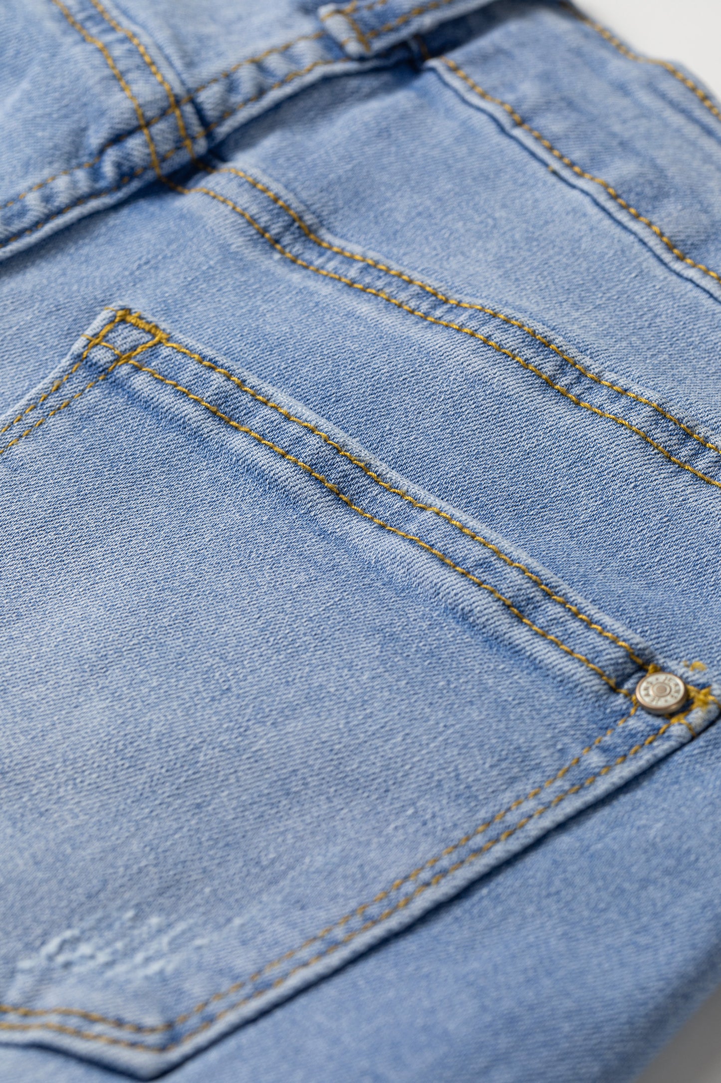 Sail Blue Asymmetric Raw Hem Distressed Whiskery Denim Shorts