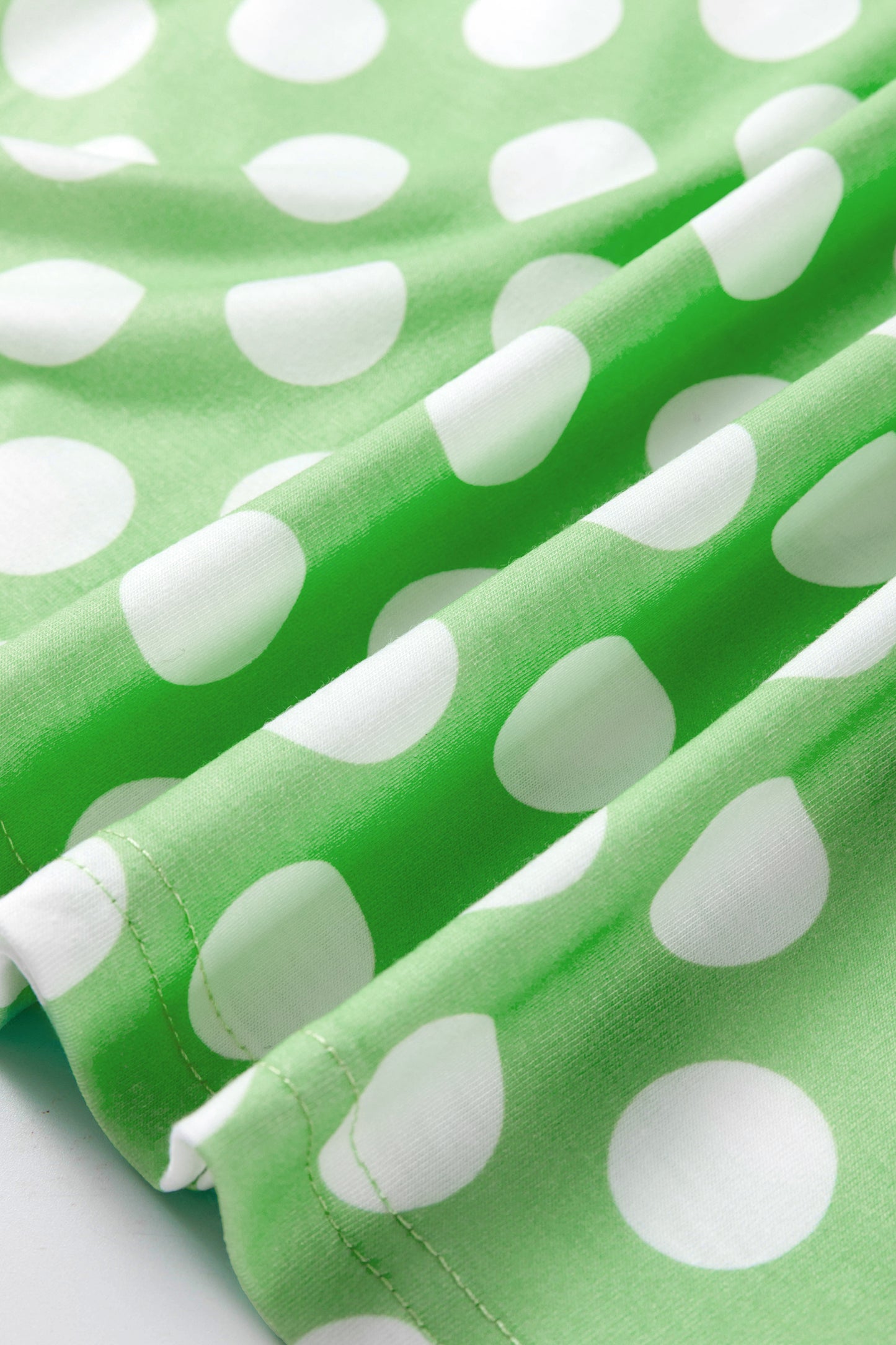 Green Polka Dot Contrast Trim Round Neck Loose Tank Top