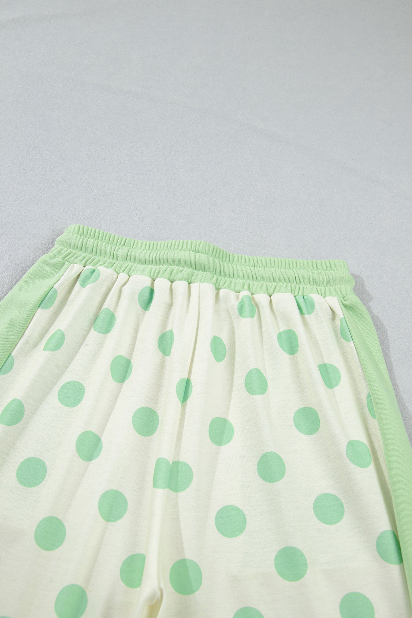 Yellow Color Block Patchwork Polka Dot Wide Leg Pant Set