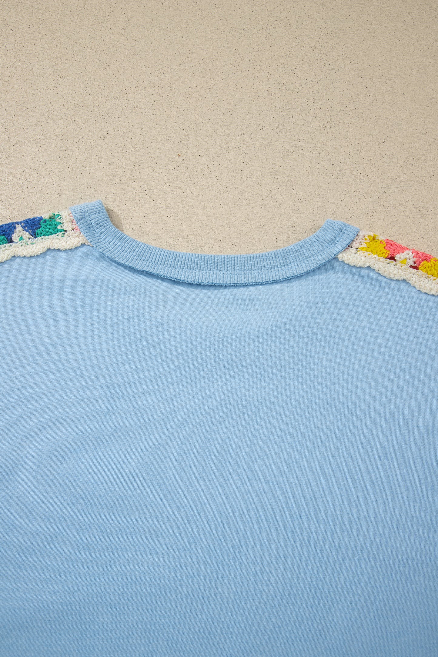 Mist Blue Granny Square Crochet Detail Short 2pcs Set