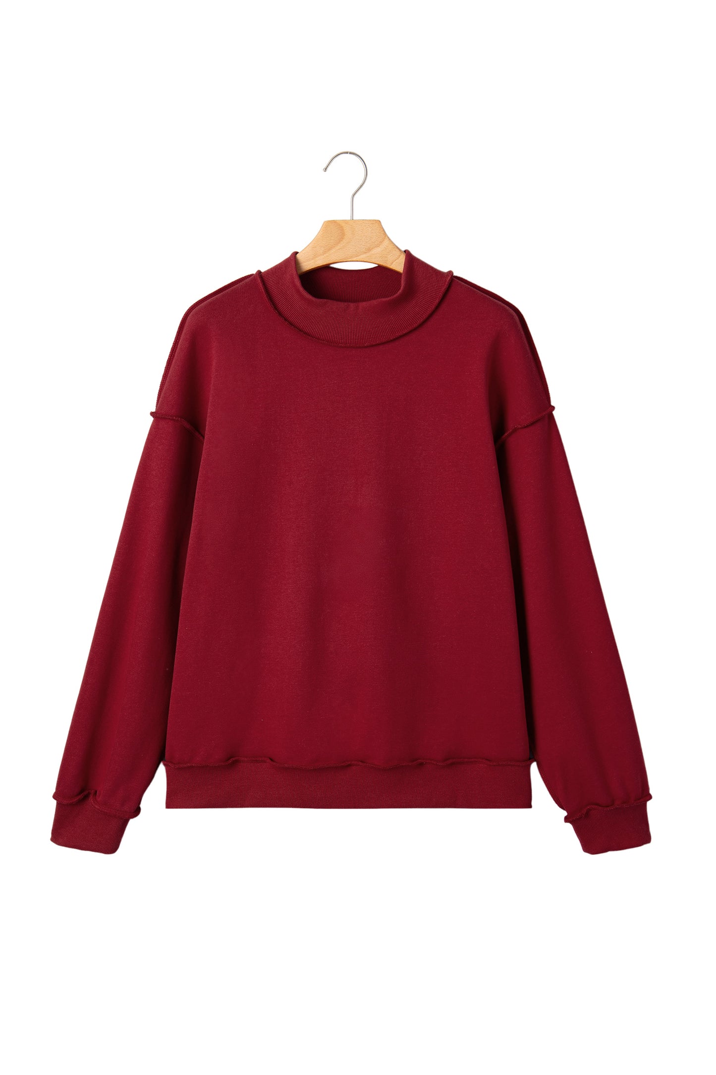 Light Pink Oversize Drop Shoulder Reversible Mock Neck Sweatshirt