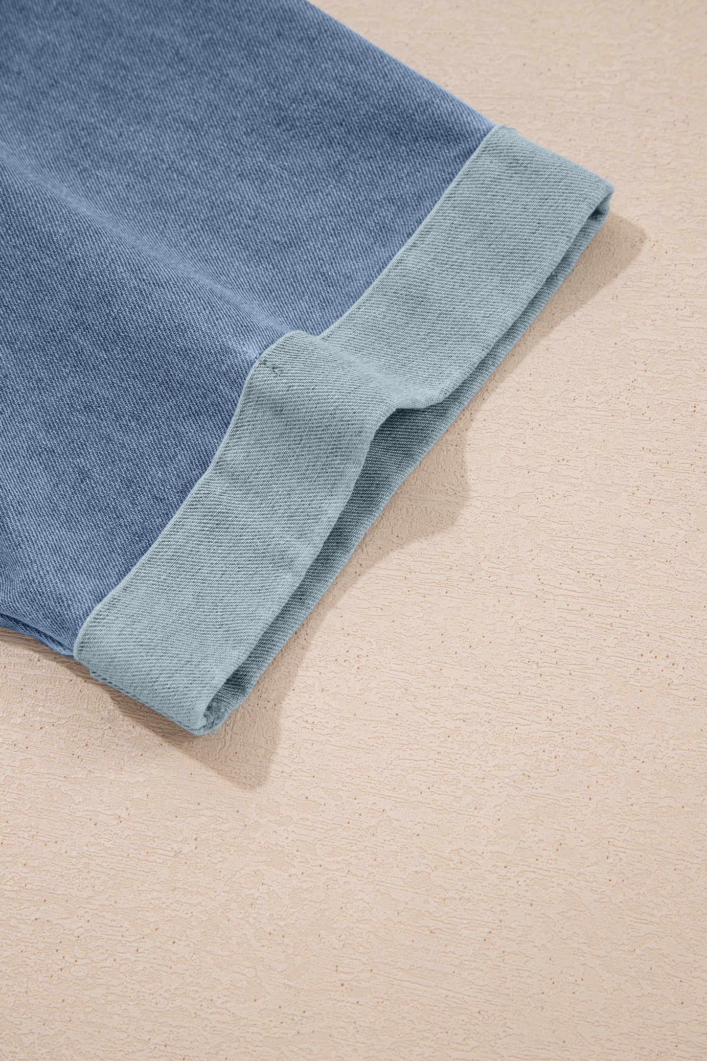 Parchment Denim Color Block Patchwork Round Neck Tee