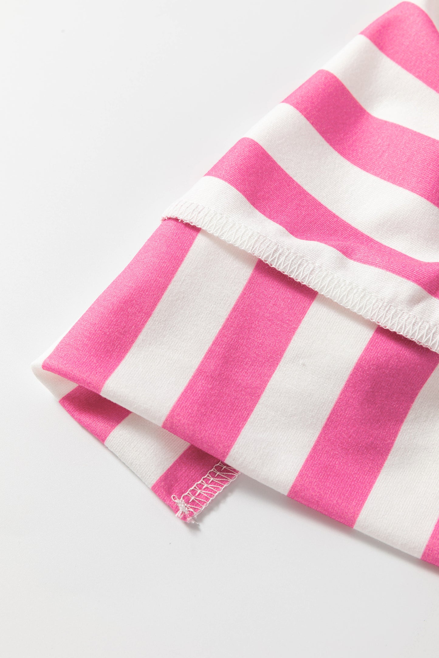 Pink Stripe Exposed Seam Contrast Patchwork Oversized Top