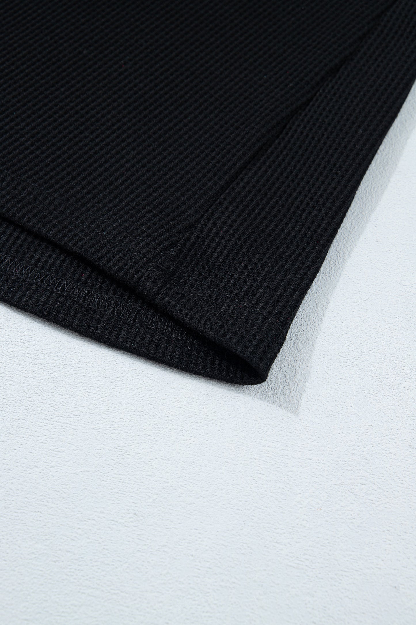 Black Textured Knit Denim Color Block Patchwork Collar Button Down Shirt