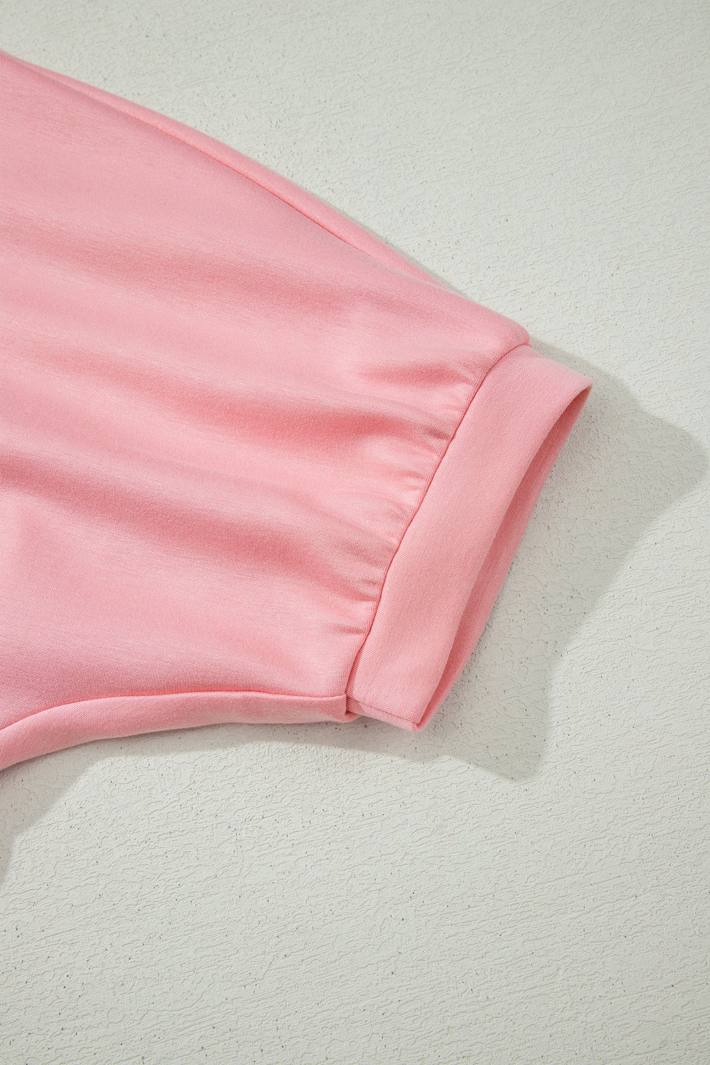 Gossamer Pink Scalloped V Neck Dolman Oversize Top Drawstring Short Set