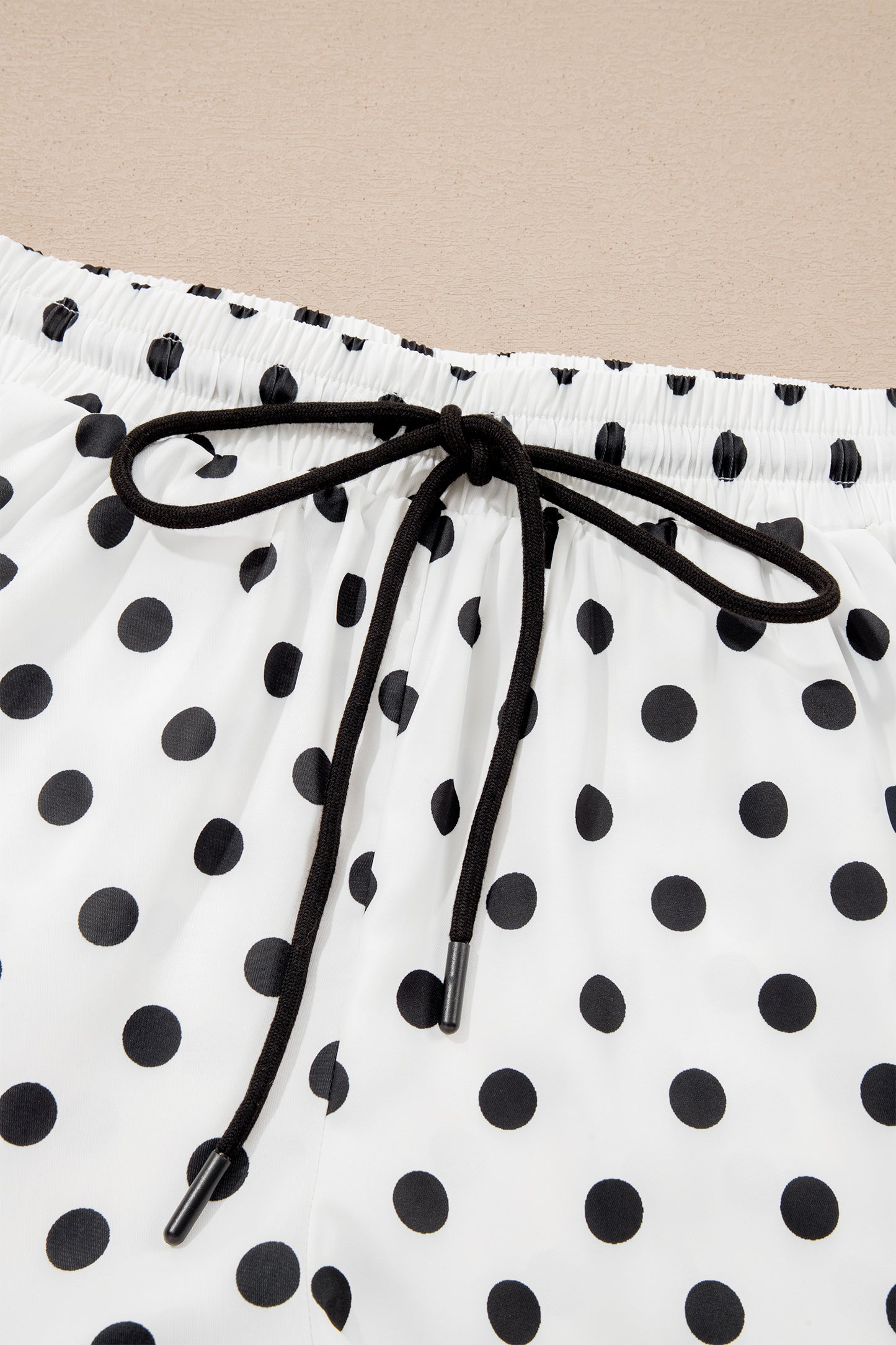 White Polka Dot Contrast Ruffle Trim Shorts