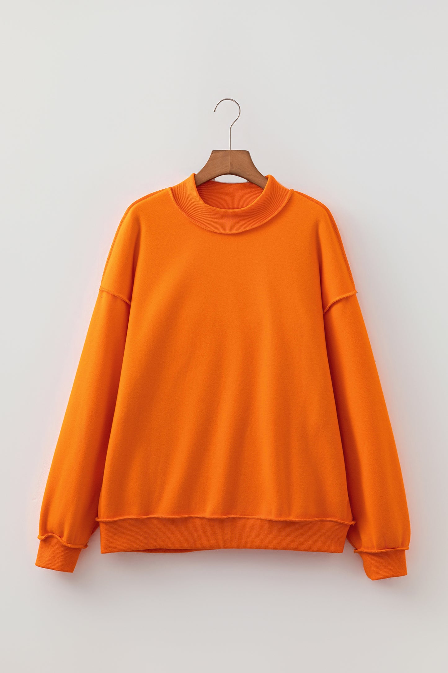 Light Pink Oversize Drop Shoulder Reversible Mock Neck Sweatshirt