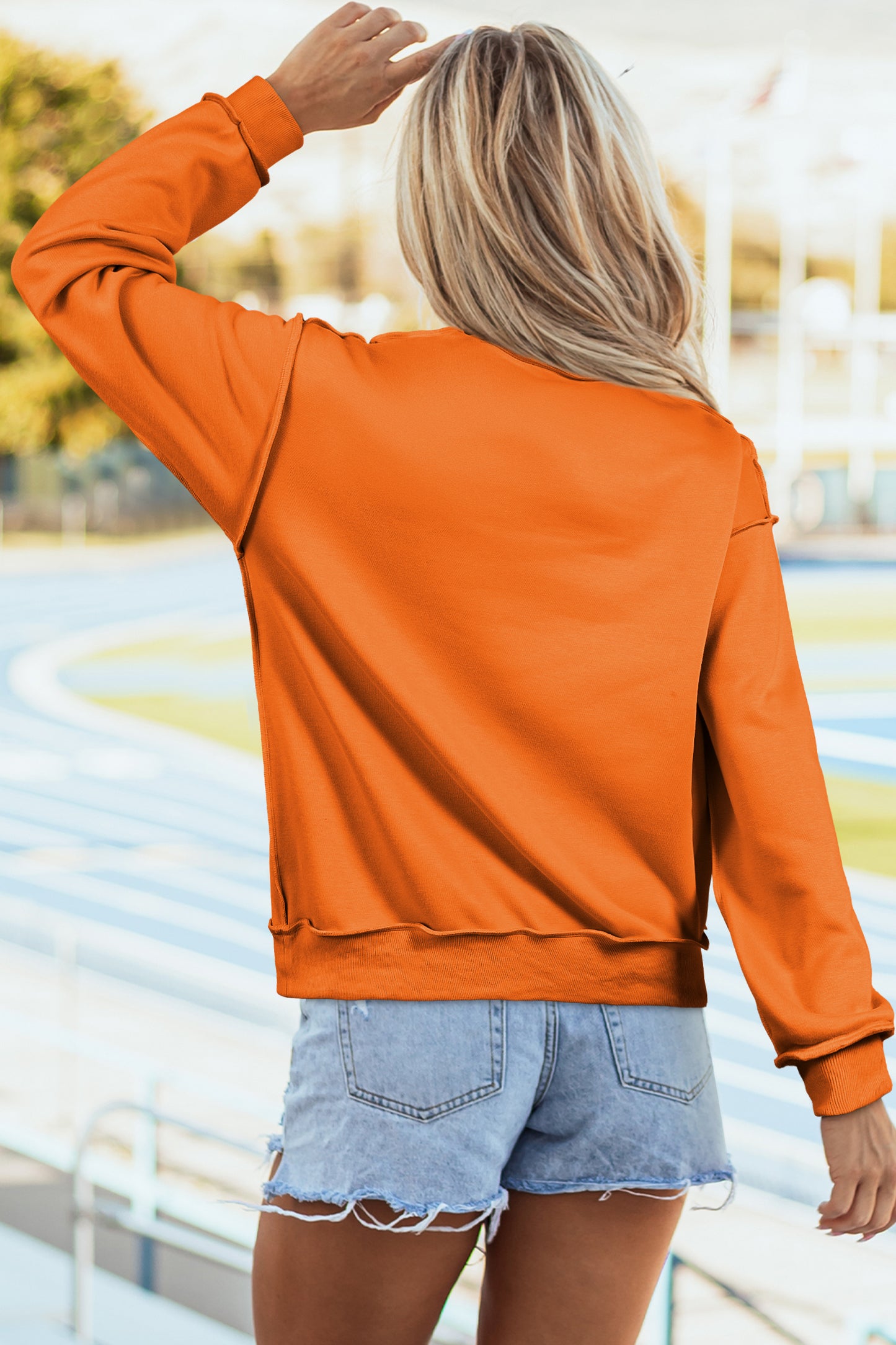 Light Pink Oversize Drop Shoulder Reversible Mock Neck Sweatshirt