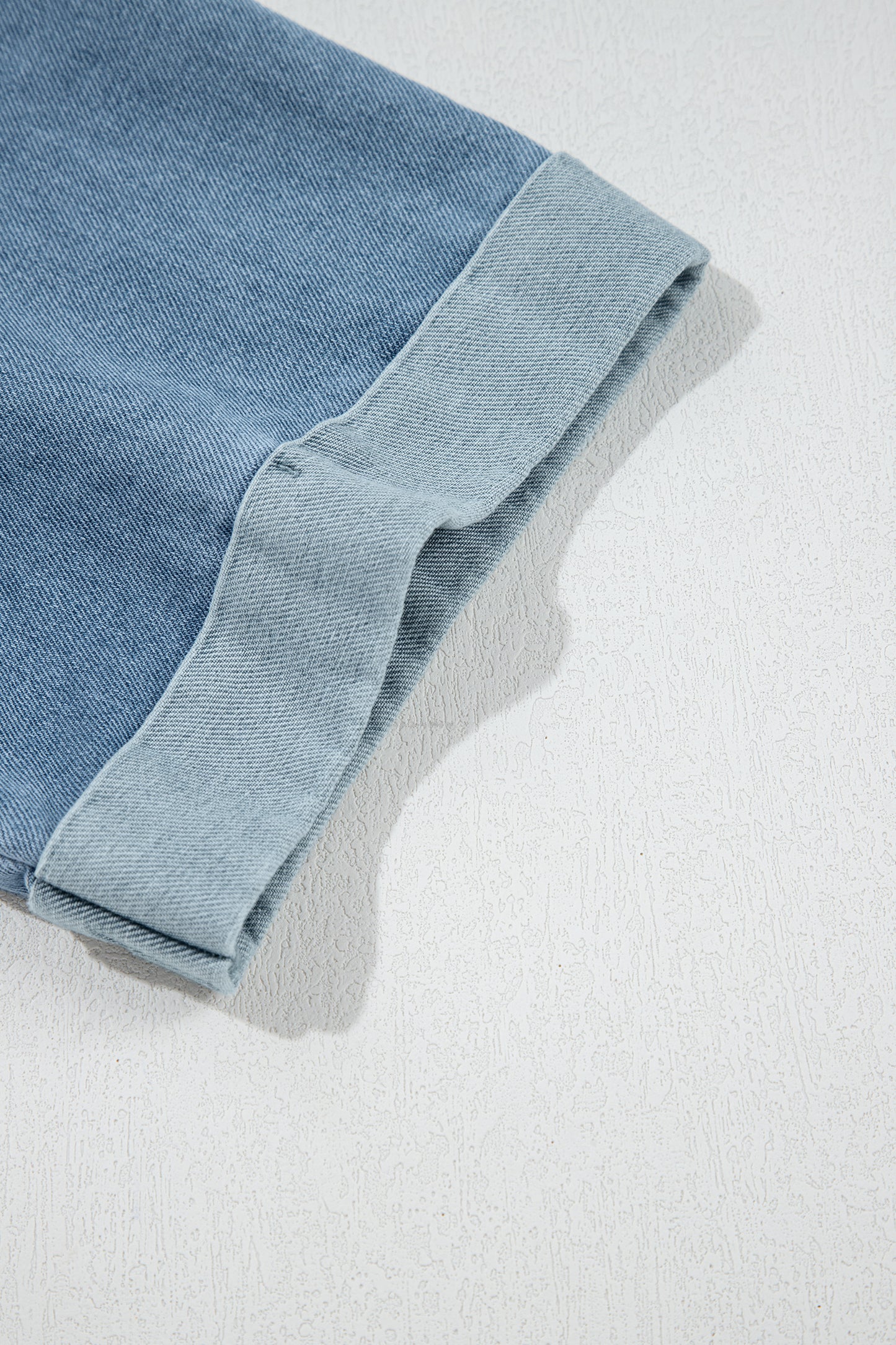 Parchment Denim Color Block Patchwork Round Neck Tee