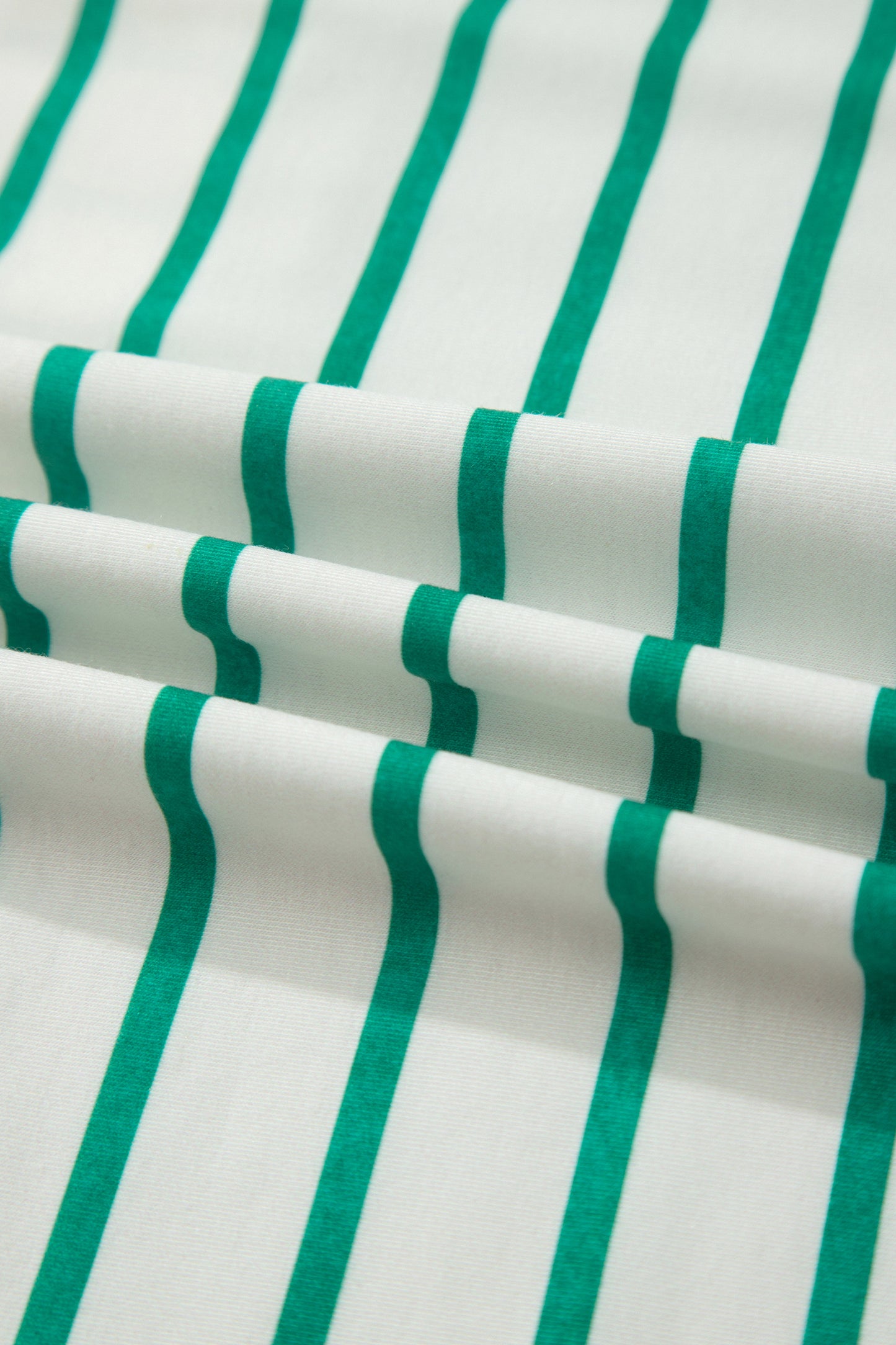 Green Stripe Colorblock 3/4 Sleeve Loose T Shirt