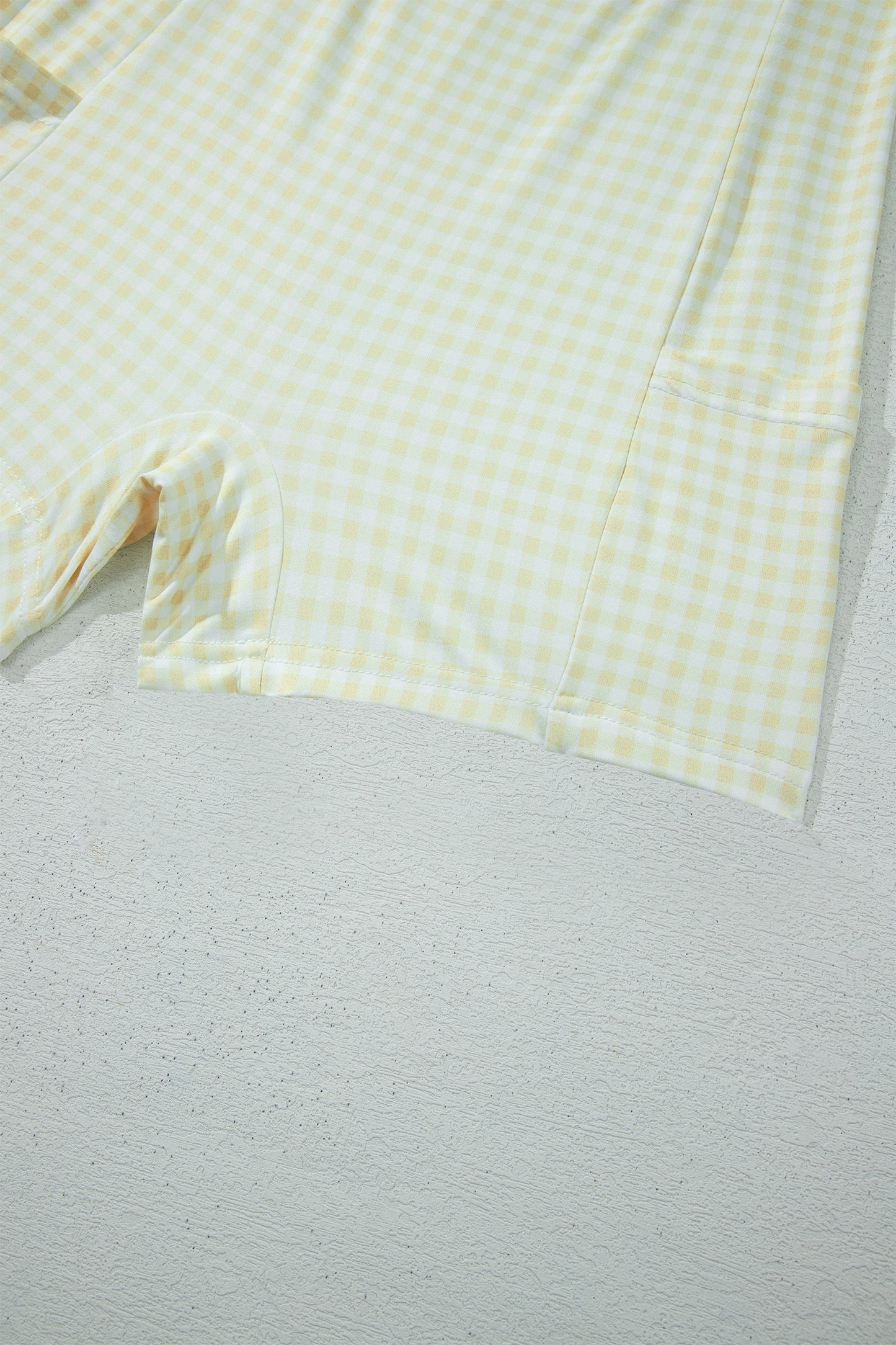 Yellow Cream Faux Two Piece Gingham Contrast Patchwork Loose Mini Dress