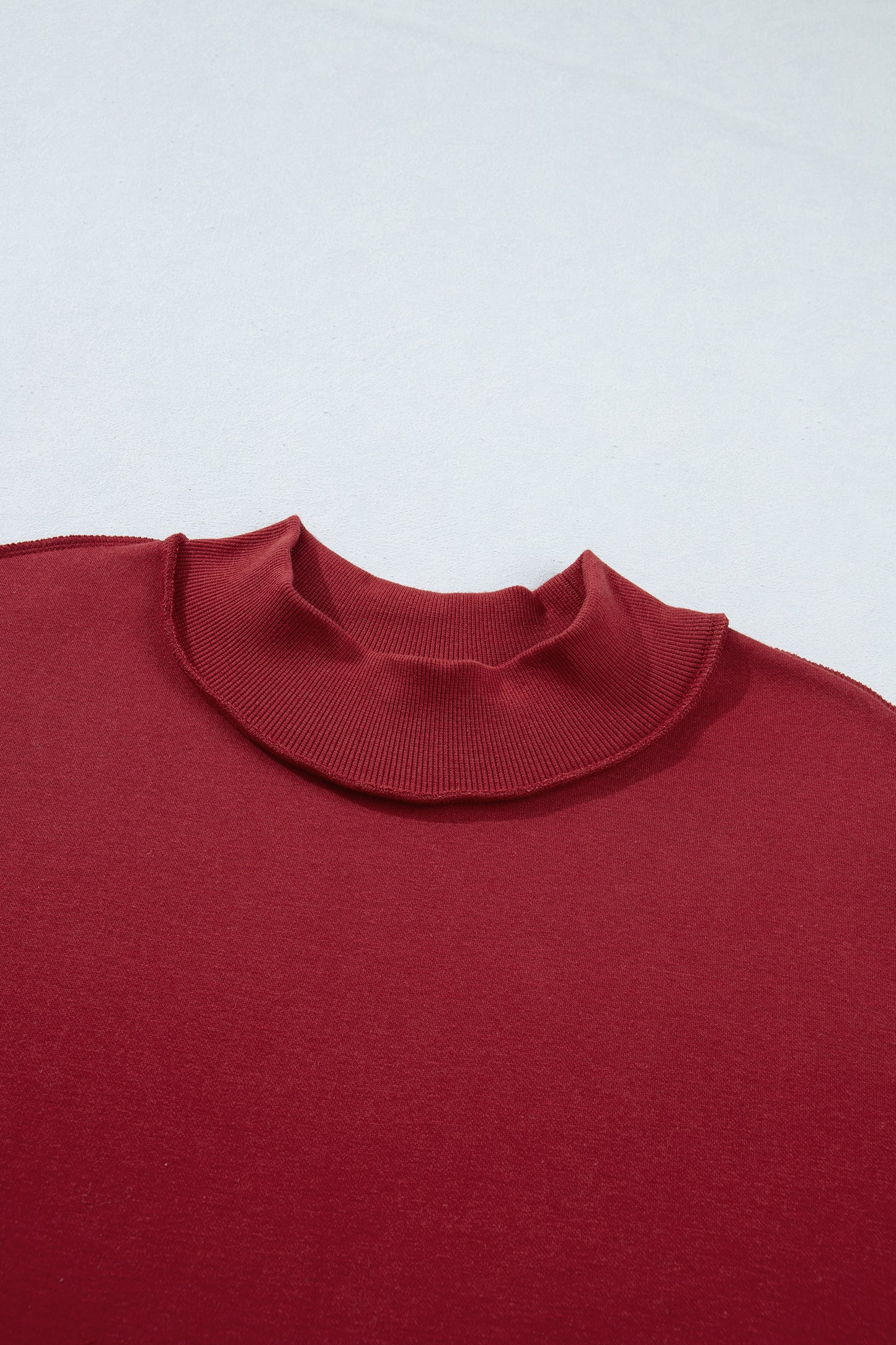 Light Pink Oversize Drop Shoulder Reversible Mock Neck Sweatshirt