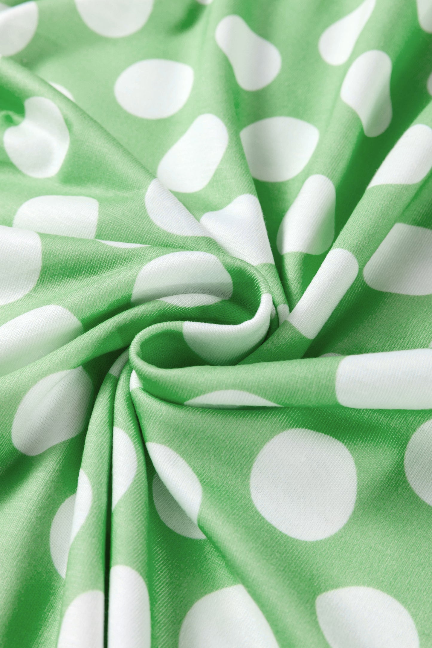 Green Polka Dot Contrast Trim Round Neck Loose Tank Top