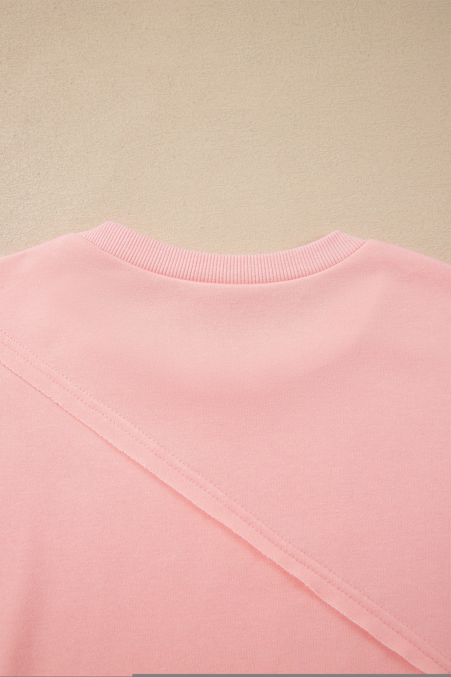 Pink Colorblock Striped Patchwork Long Sleeve Round Neck Blouse