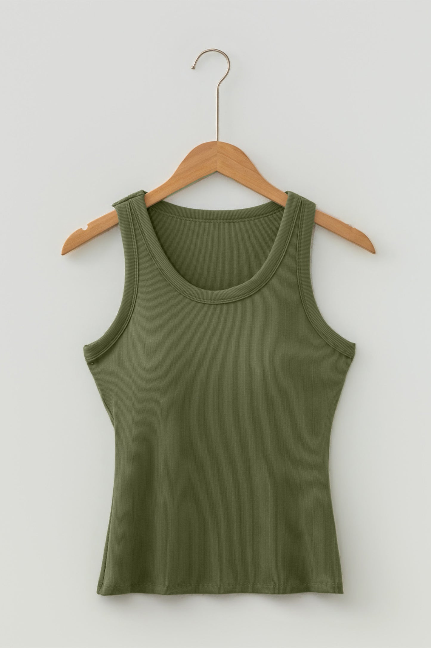 Black Slim Ribbed Padded Tank Top