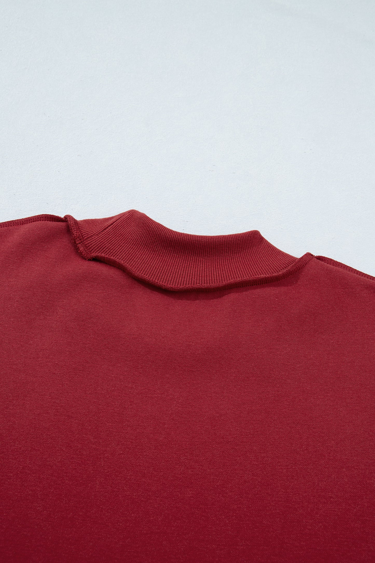 Light Pink Oversize Drop Shoulder Reversible Mock Neck Sweatshirt