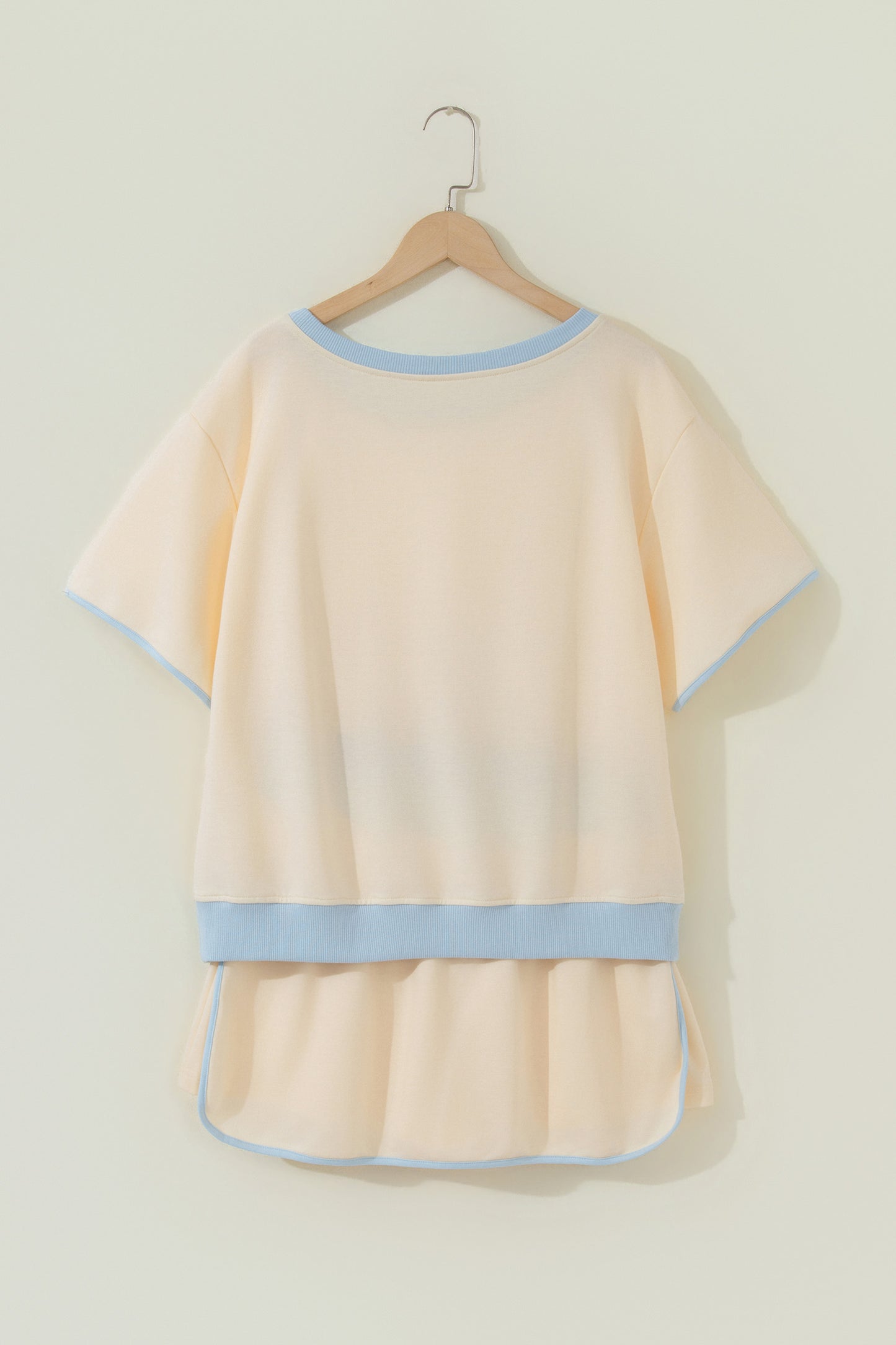 Apricot Colorblock Edge Drop Shoulder T Shirt and Skort 2Pcs Set