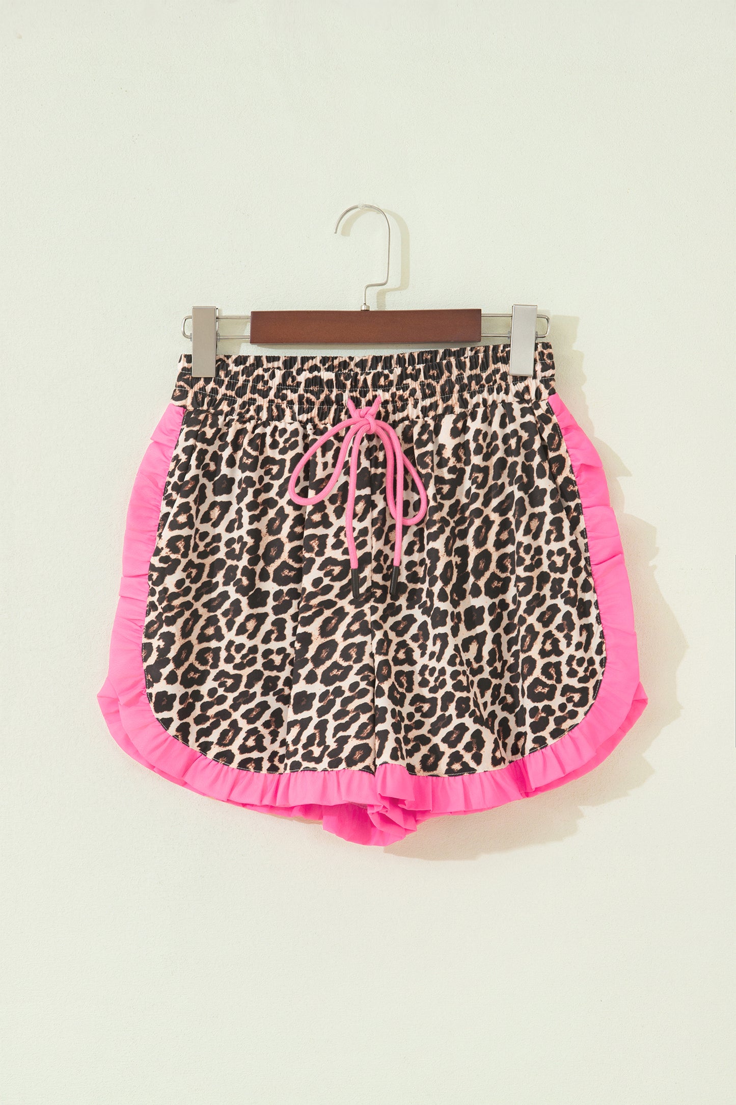White Polka Dot Contrast Ruffle Trim Shorts
