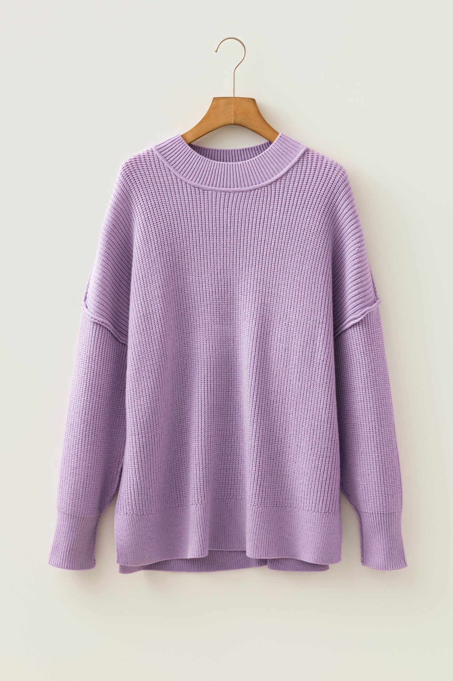 Orchid Bouquet Solid Color Mock Neck Oversized Tunic Sweater