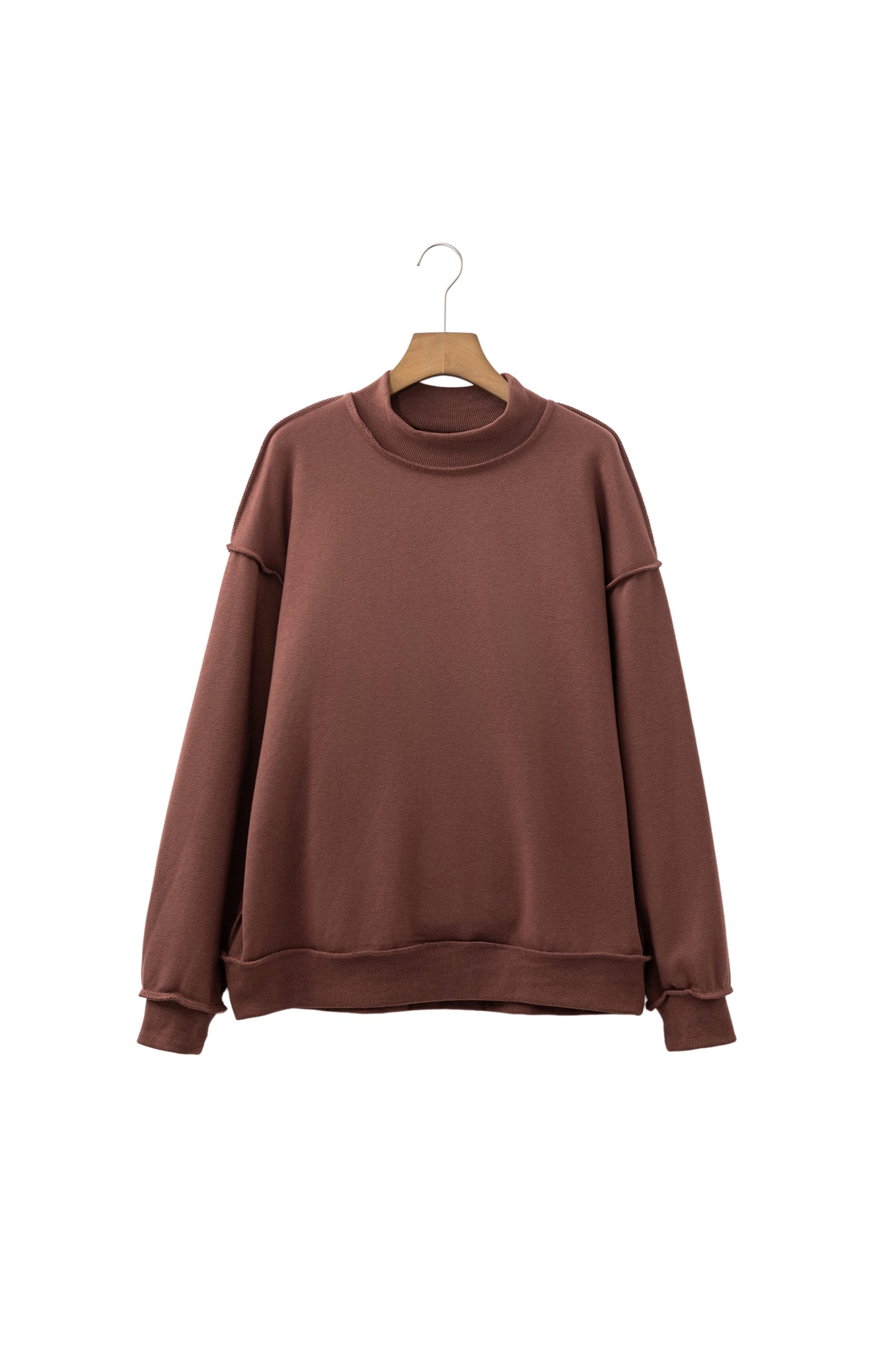 Light Pink Oversize Drop Shoulder Reversible Mock Neck Sweatshirt