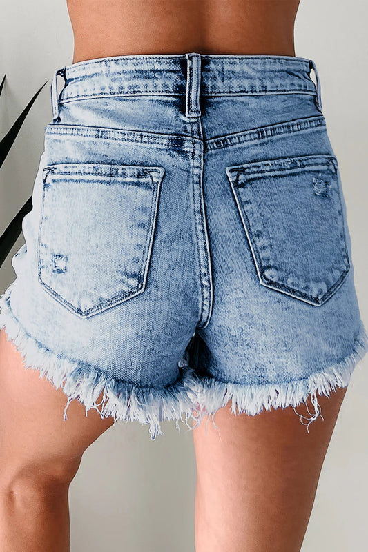 Beau Blue Distressed Acid Wash Denim Hot Shorts