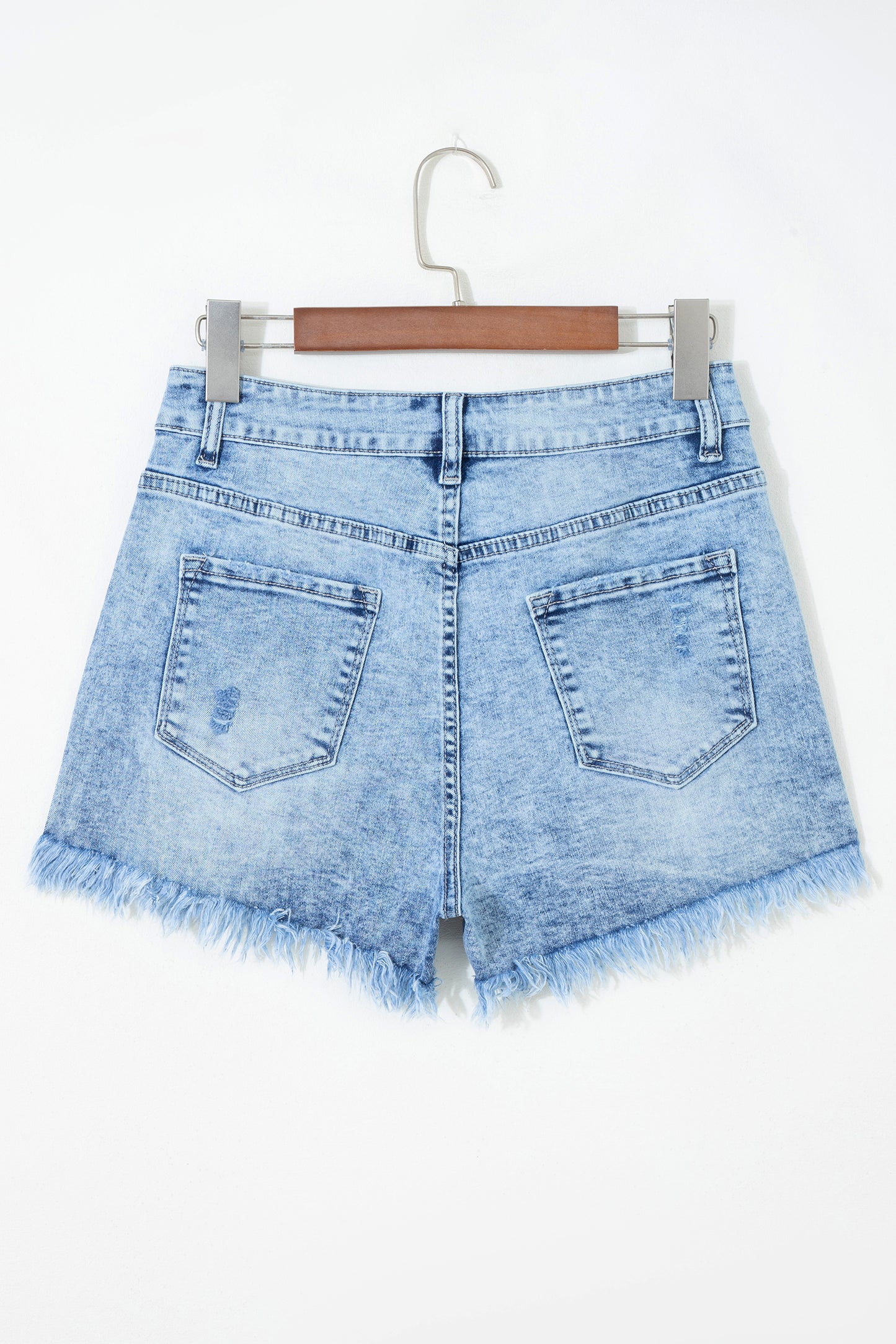 Beau Blue Distressed Acid Wash Denim Hot Shorts