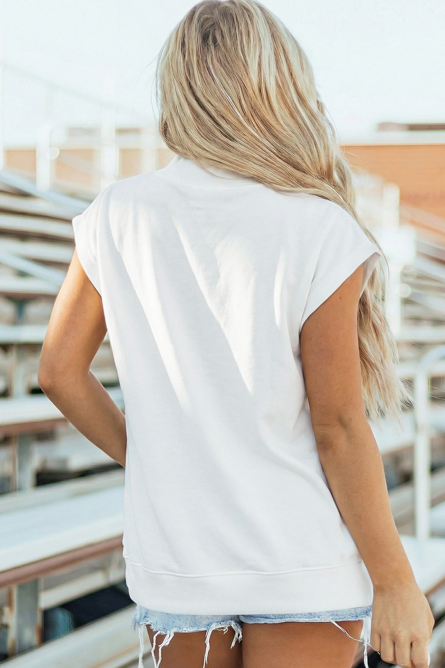 Pink Solid Color High Neck Cap Sleeve Loose Top