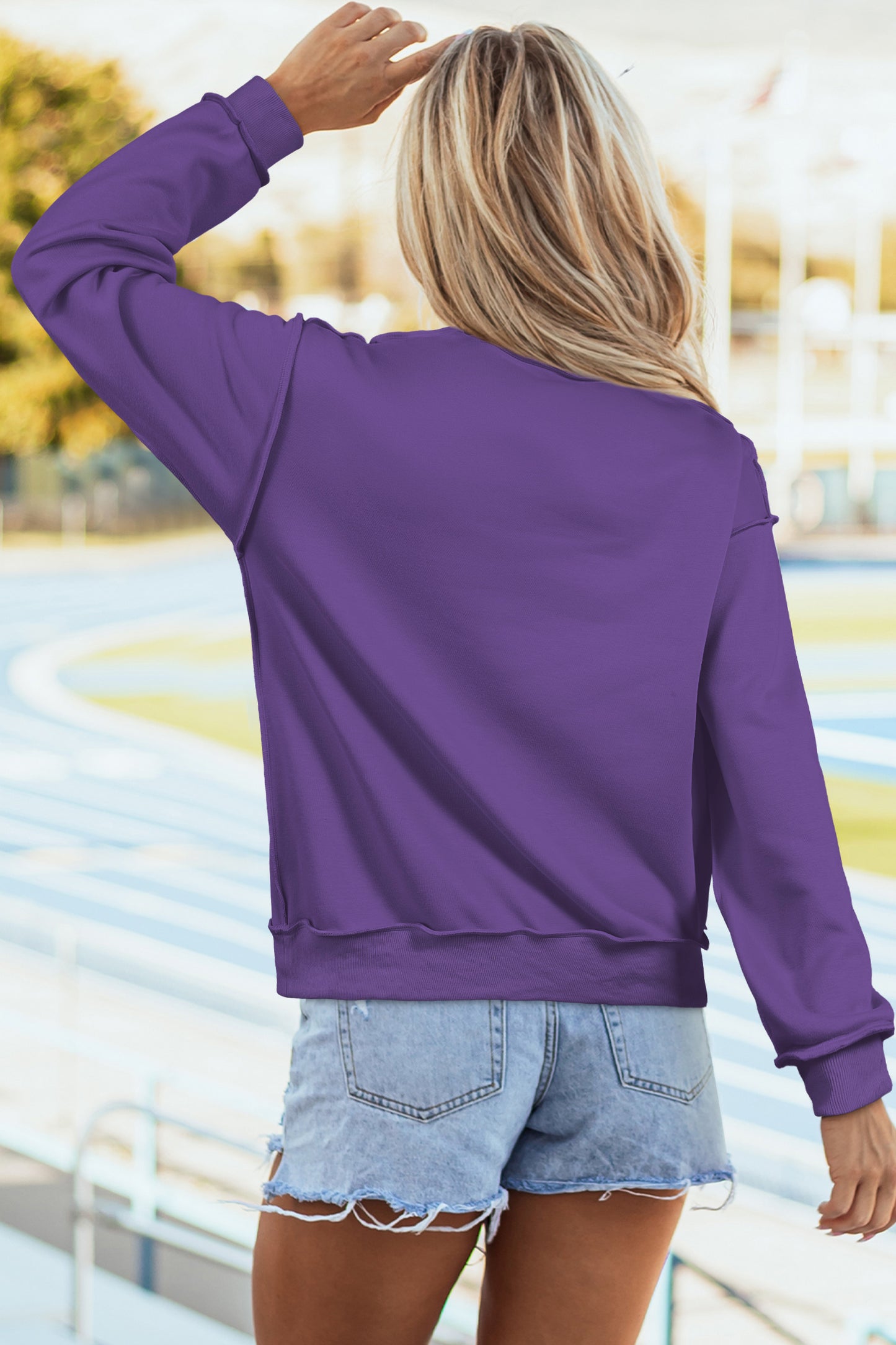 Light Pink Oversize Drop Shoulder Reversible Mock Neck Sweatshirt