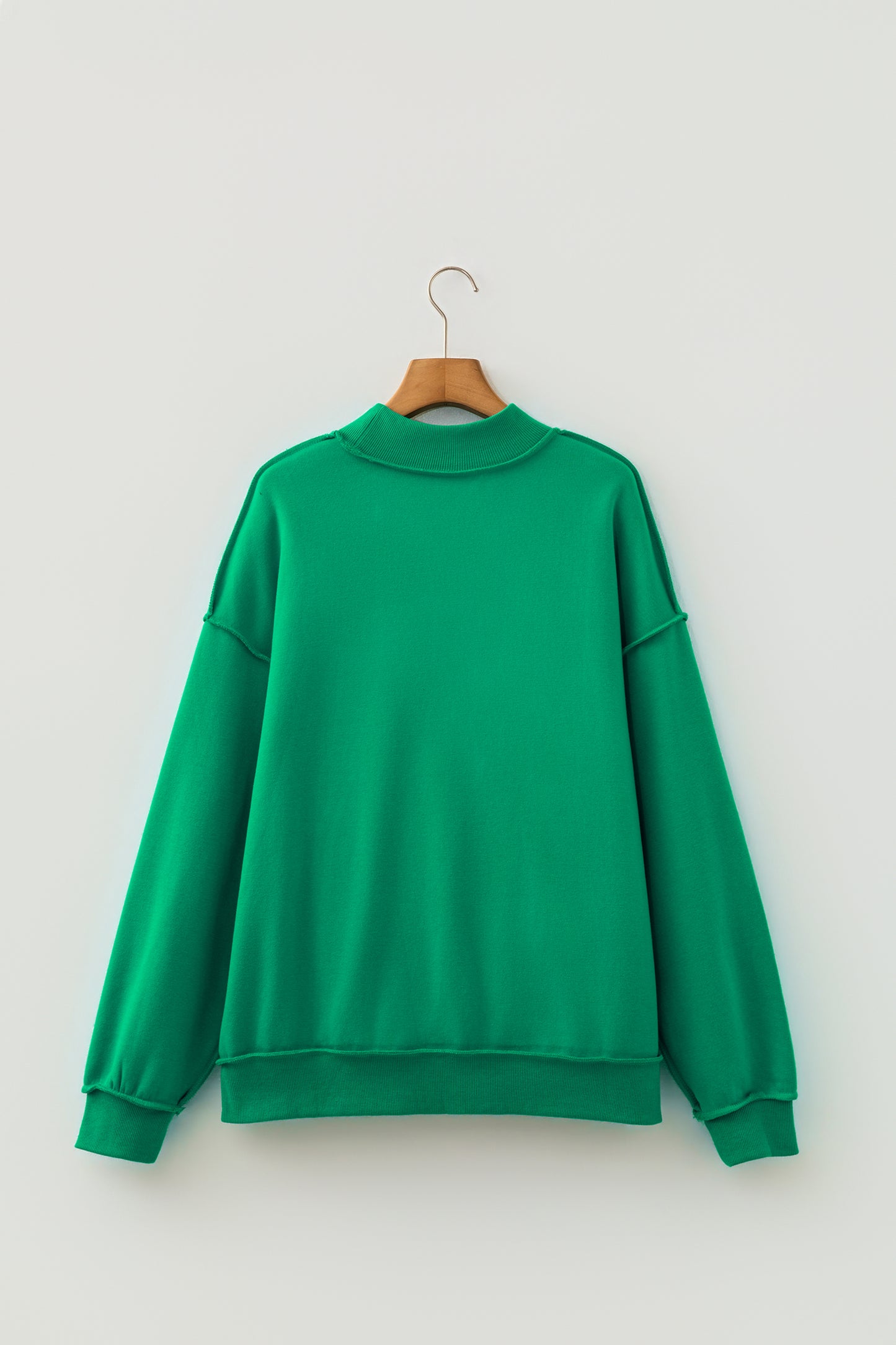 Light Pink Oversize Drop Shoulder Reversible Mock Neck Sweatshirt
