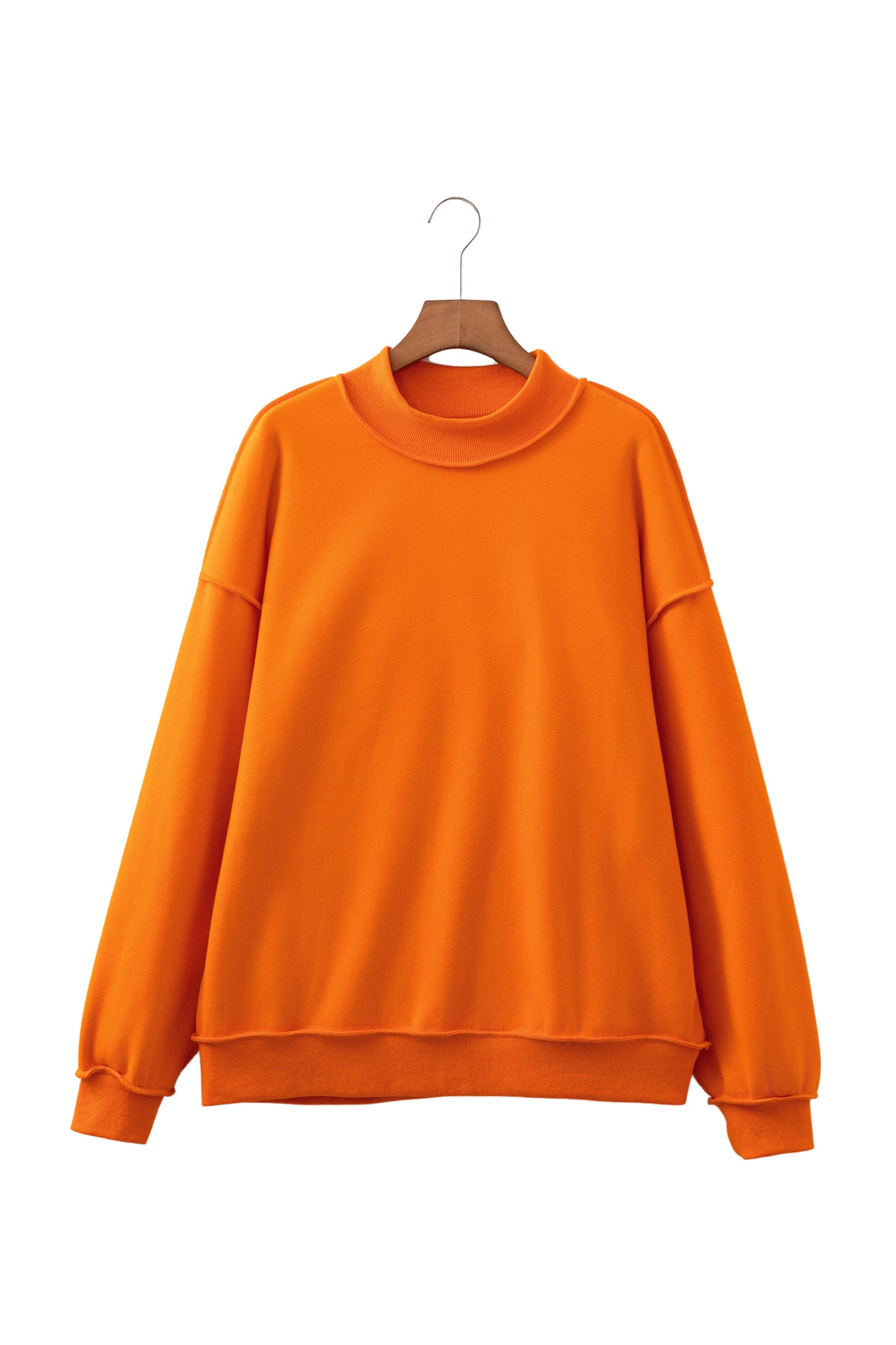 Light Pink Oversize Drop Shoulder Reversible Mock Neck Sweatshirt