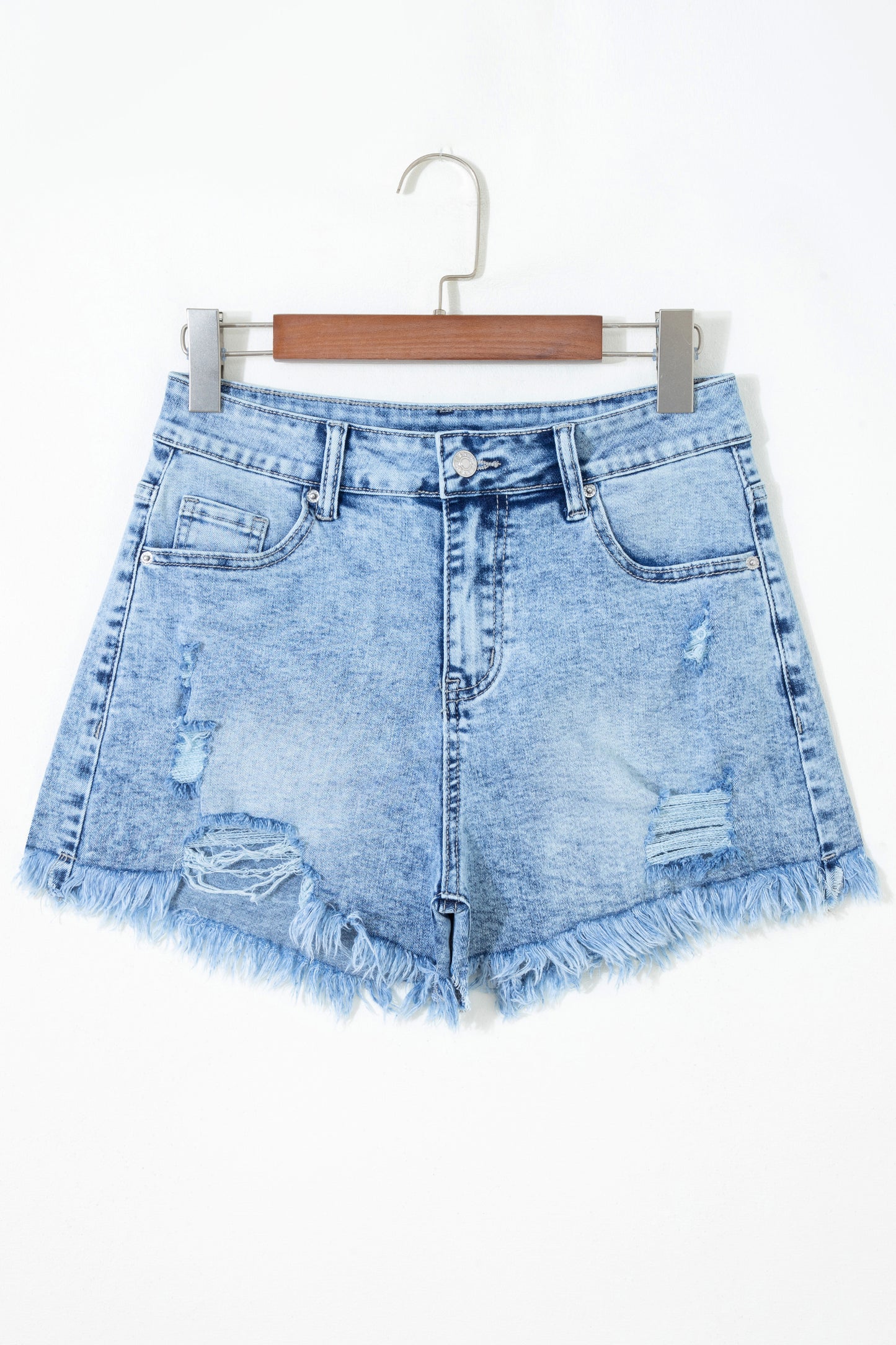 Beau Blue Distressed Acid Wash Denim Hot Shorts