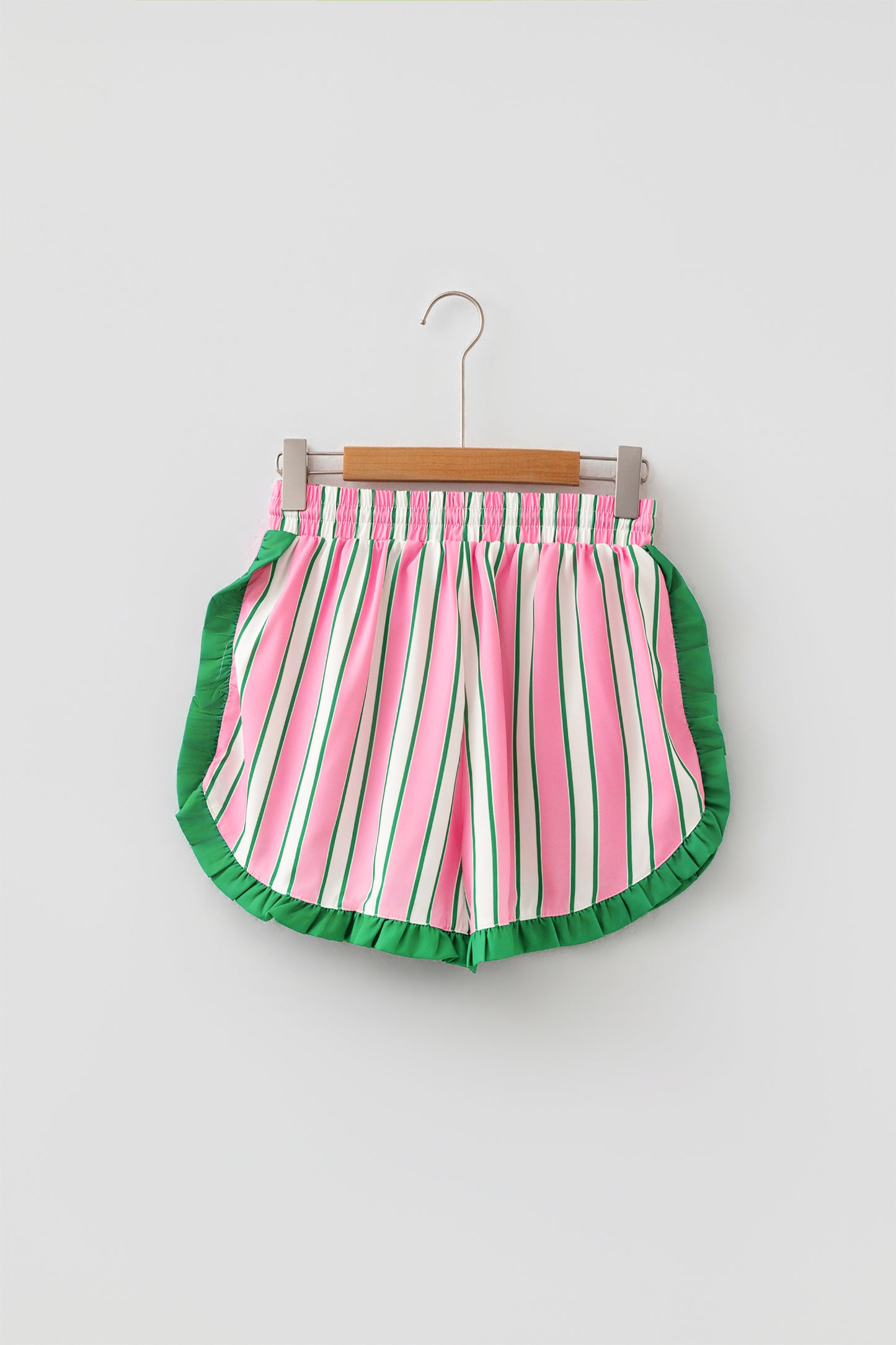 White Polka Dot Contrast Ruffle Trim Shorts